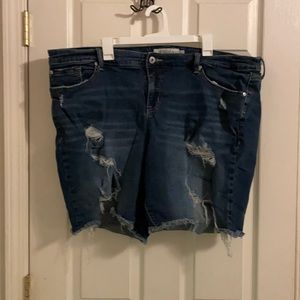 Torrid Destroyed Denim Bermuda Shorts Size 26